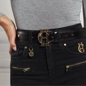 Holland Cooper | HC Black Croc Stud Belt (S)